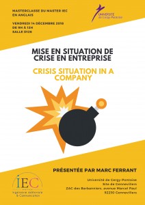 Masterclasse de Marc Ferrant « Mise en situation de crise » / “Crisis situation in a company” – 14/12/2018